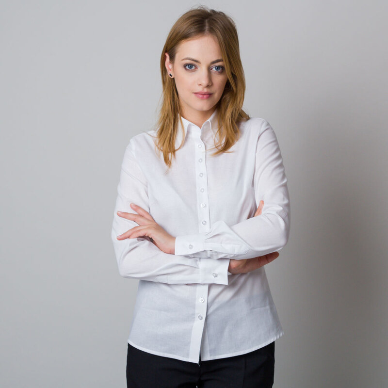 Willsoor Chemise blanche pour femme avec un imprimé élégant au dos 12081