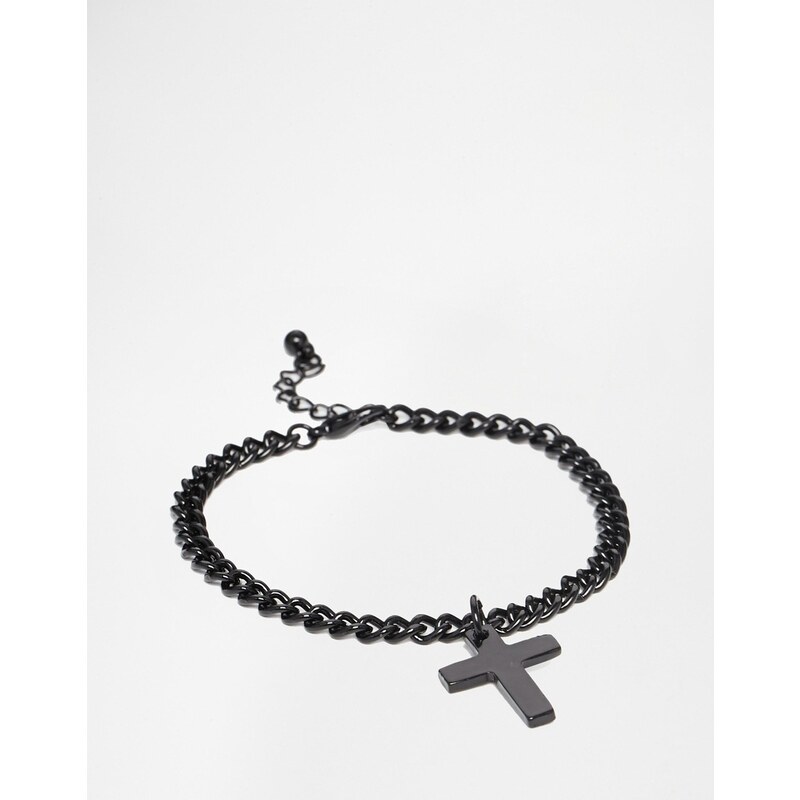 ASOS - Bracelet noir avec breloque croix - Noir
