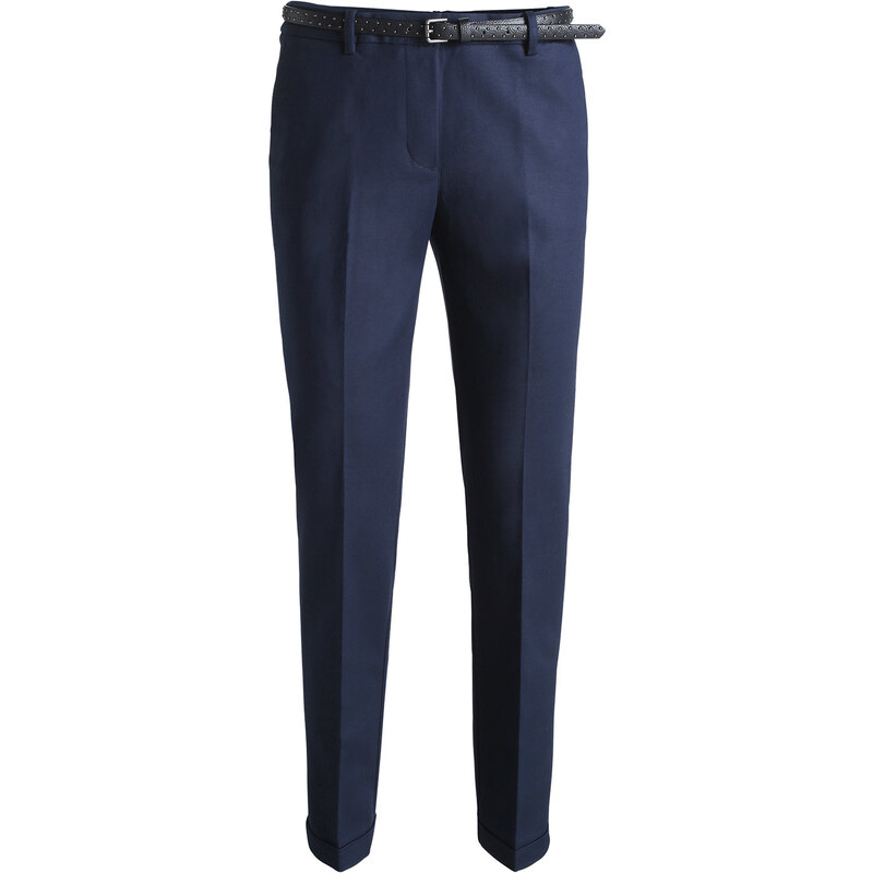 Esprit Pantalon coton stretch, ceinture cloutée