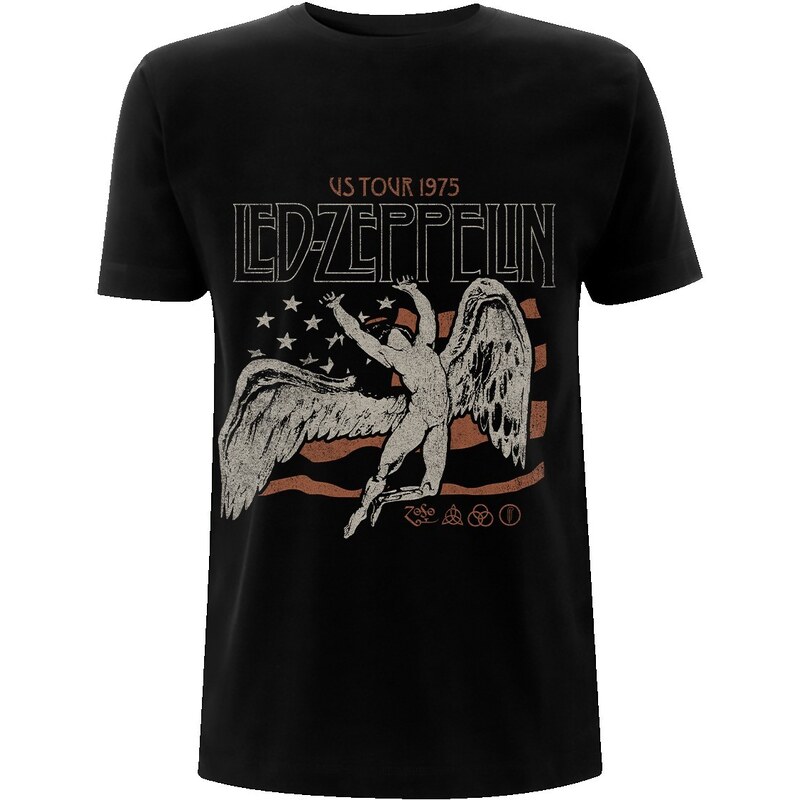Tee-shirt métal pour hommes Led Zeppelin - US 1975 Tour Flag - NNM - RTLZETSBUS75 LZTS28MB