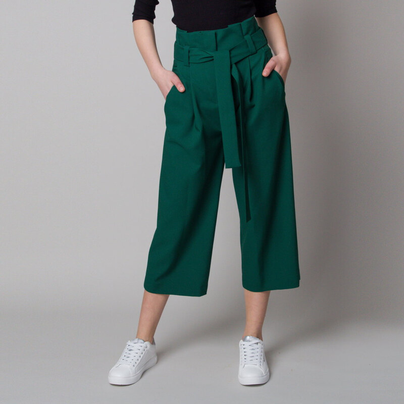 Willsoor Pantalon culotte vert en tissu pour femme 12620