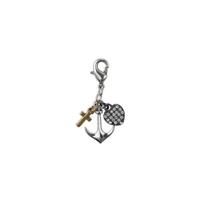 Pilgrim Collier Charm ancre, croix, coeur Plaqué Argent 401237003