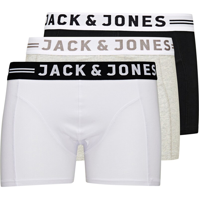 JACK & JONES Boxers 'Sense' sépia / gris chiné / noir / blanc