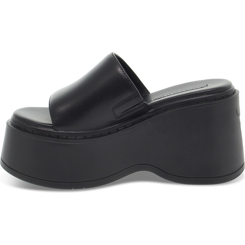 Chaussures compensées Windsor Smith ABANDON BLACK LEATHER en cuir noir