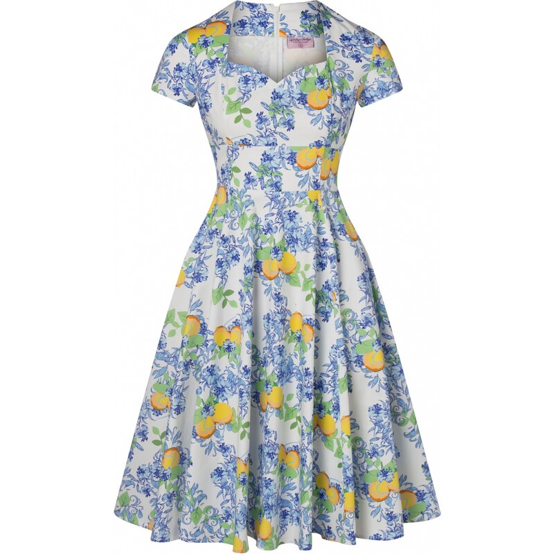 Topvintage Boutique Collection Exclusivité TopVintage ~ Joliena Swing Dress Années 50 en Blanc et Bleu