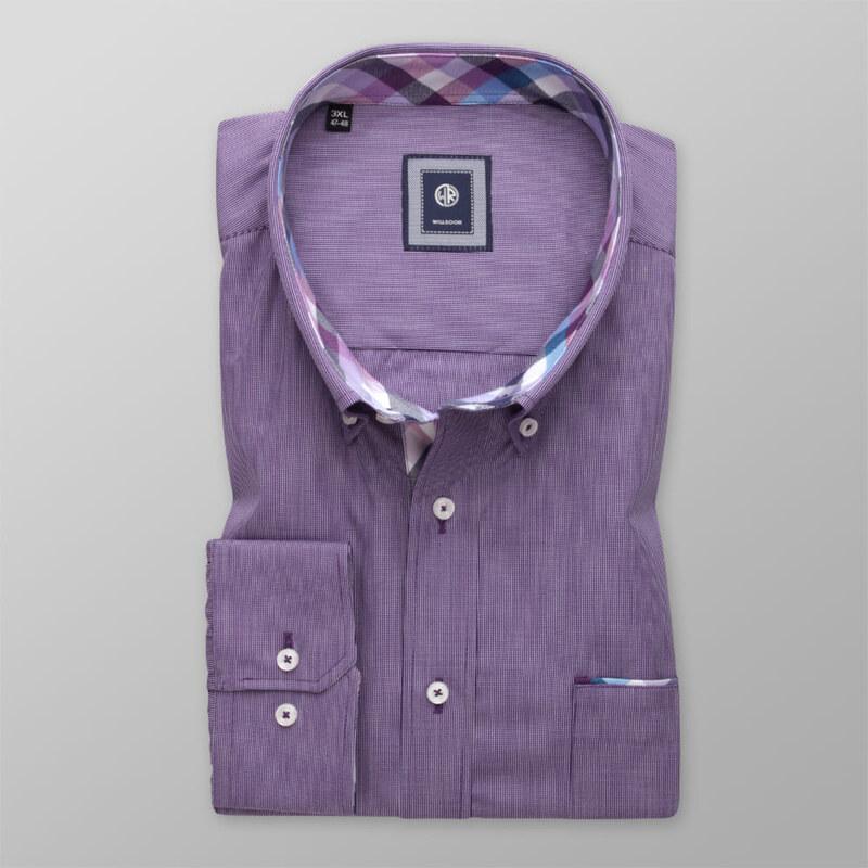 Willsoor Chemise violette classique pour homme avec motif délicat 14311