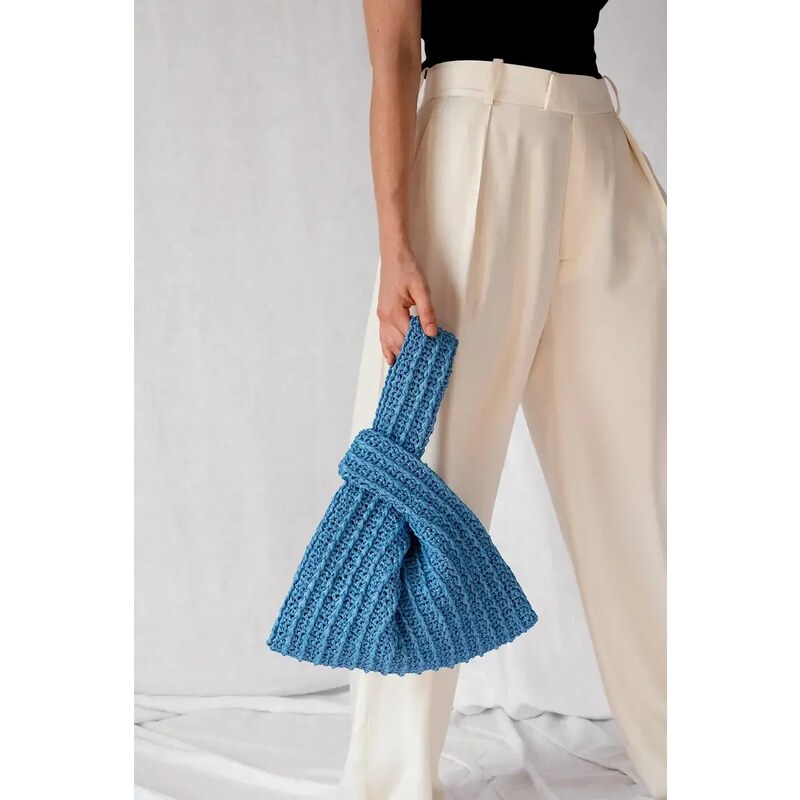 Plexida Raffia Bag In Blue - Knot Bag