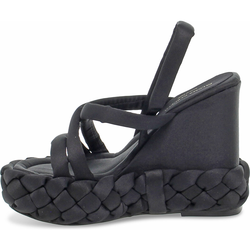 Chaussures compensées Paloma Barcelò TAILA SATIN BLACK en givré noir