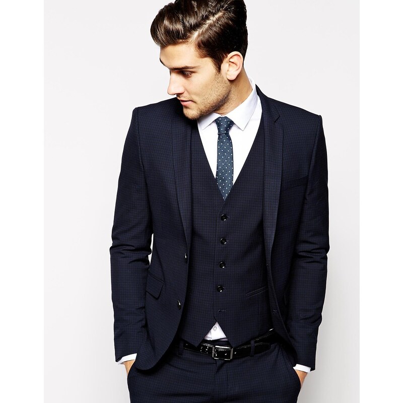 Selected Homme Selected - Veste de costume skinny de luxe à carreaux ton sur ton - Bleu
