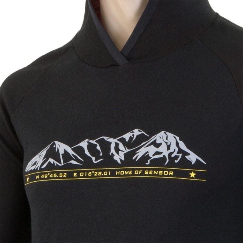 Pánská sweat-shirt SENSOR Mérinos Upper Montagnes kangourou noire