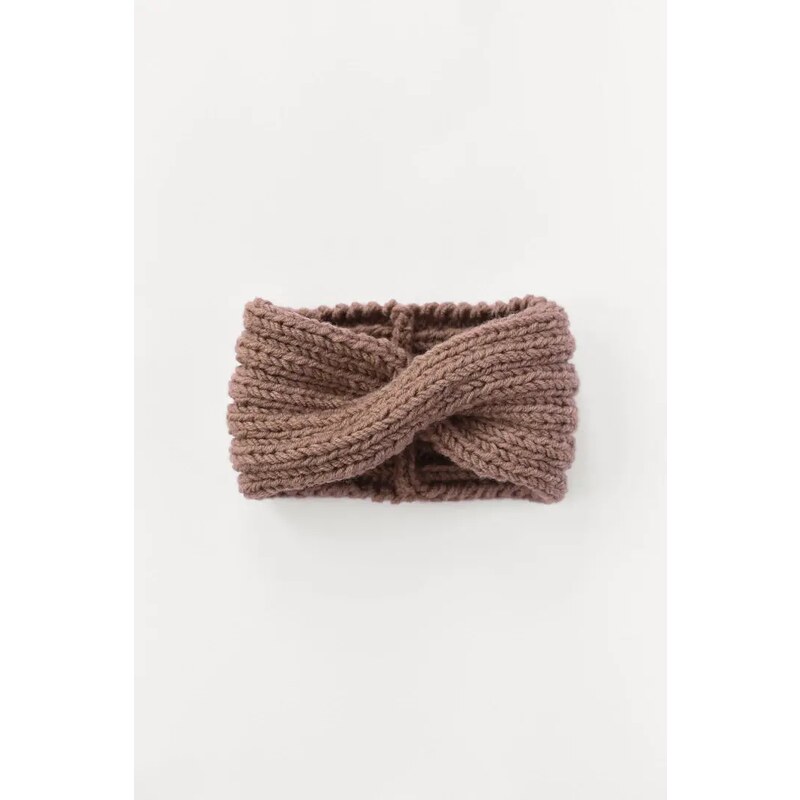 Plexida Chunky Ribbed Twist Headband Wool - Rose Grey