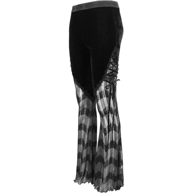Pantalon pour femme DEVIL FASHION - Pantalon Gothique évasé avec liens d'attache sur les côtés - PT15201