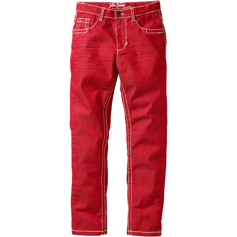 John Baner JEANSWEAR Pantalon slim avec effets froissés, normal rouge enfant - bonprix