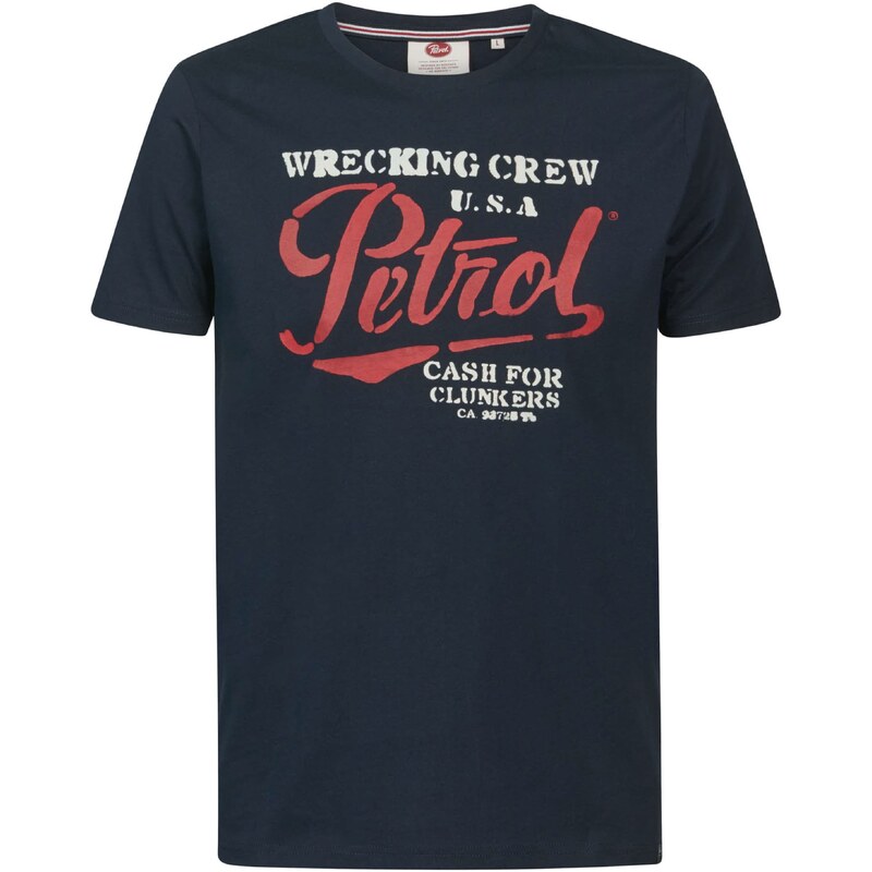 Petrol Industries T-Shirt 'Classic' marine / rouge feu / blanc