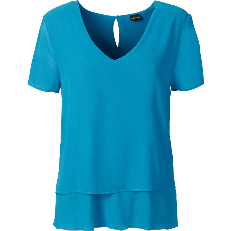 BODYFLIRT T-shirt bleu manches courtes femme - bonprix