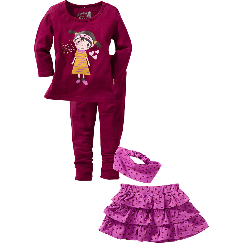 bpc bonprix collection T-shirt + jupe + legging + bandeau (Ens. 4 pces.) violet manches longues enfant - bonprix