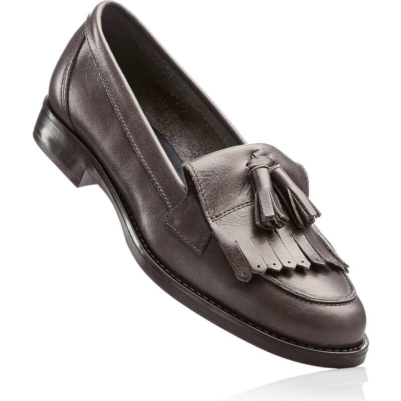 bpc selection Mocassins en cuir gris chaussures & accessoires - bonprix