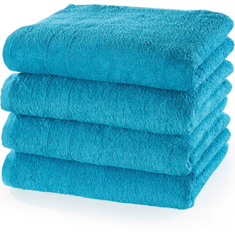 bpc living Lot de 4 serviettes de toilette Vio bleu maison - bonprix