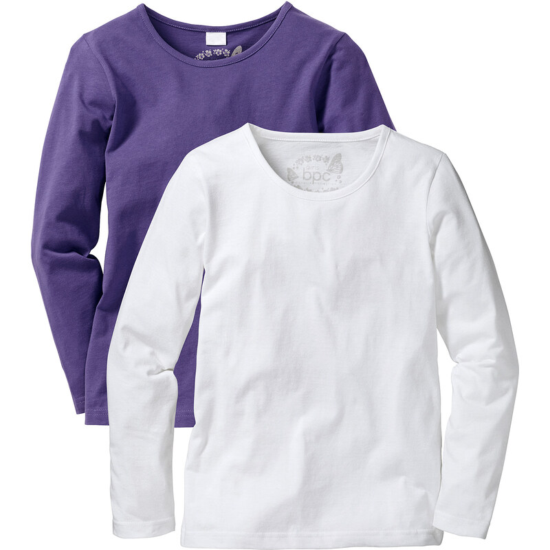bpc bonprix collection Lot de 2 T-shirts manches longues, T. 116-170 violet enfant - bonprix
