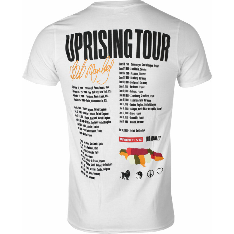 Tee-shirt métal pour hommes Bob Marley - Uprising - PRIMITIVE - papfa2279-wht