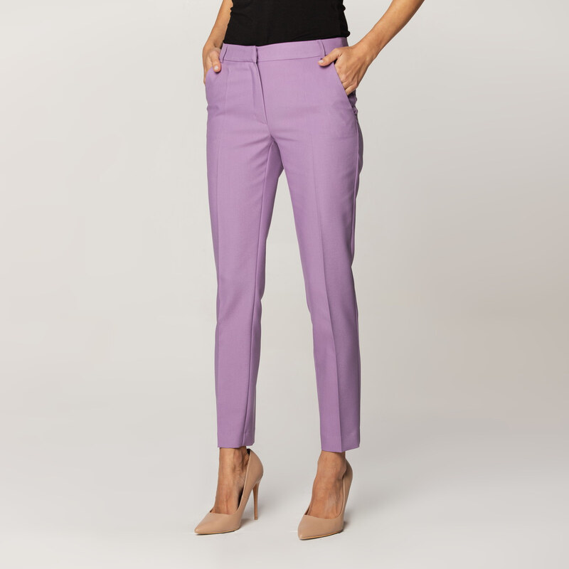 Willsoor Pantalon de soirée de couleur violette pour femme 14960