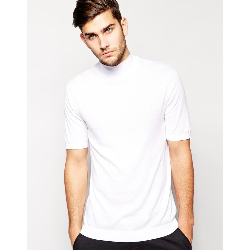 ASOS - T-shirt en maille à col roulé - Blanc
