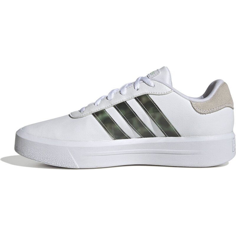 ADIDAS Femme Court Platform Sneaker, FTWR White/FTWR White/Linen Green, 41 1/3 EU