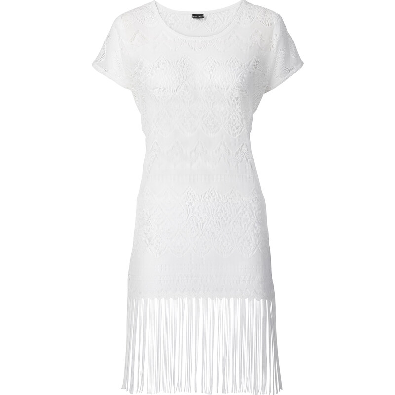 BODYFLIRT T-shirt frangé blanc manches courtes femme - bonprix