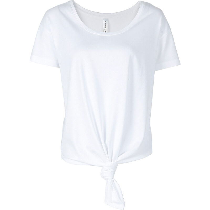 RAINBOW T-shirt noué blanc manches courtes femme - bonprix