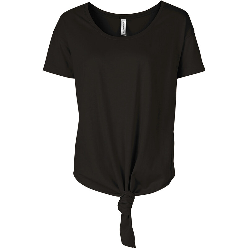 RAINBOW T-shirt noué noir manches courtes femme - bonprix