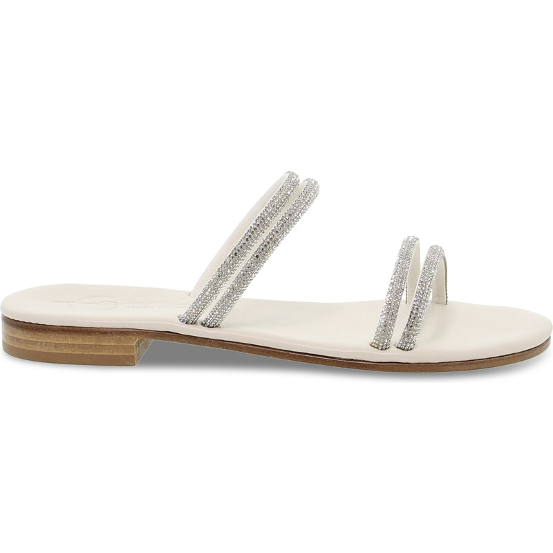 Sandales plates Capri POSITANO en cristal argent
