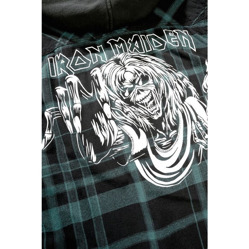 Brandit Chemise à carreaux avec capuche pour hommes Iron Maiden EDDIE