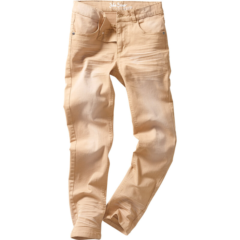 John Baner JEANSWEAR Pantalon Slim Fit avec effets usés, T. 116-170 marron enfant - bonprix