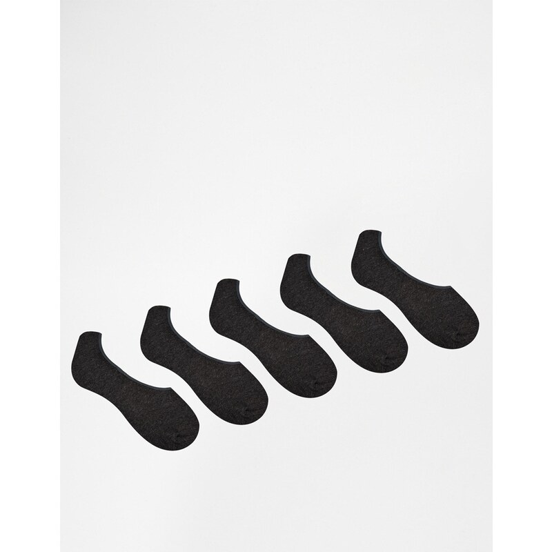ASOS - Lot de 5 paires de chaussettes invisibles - Anthracite - ÉCONOMIE - Gris