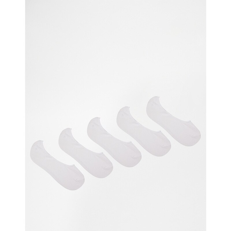 ASOS - Lot de 5 paires de chaussettes invisibles - Blanc - ÉCONOMIE - Blanc