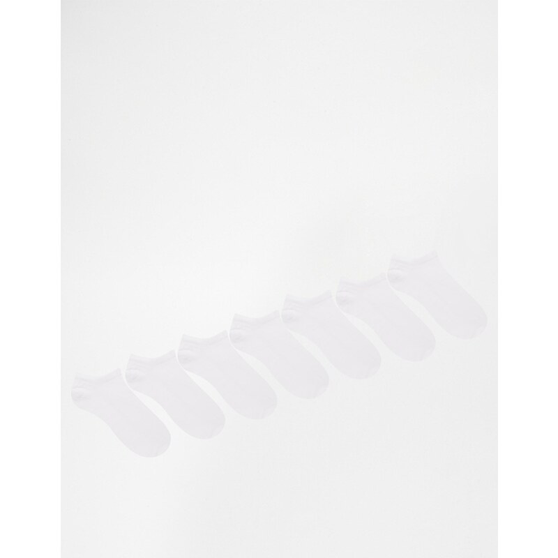 ASOS - Lot de 7 paires de socquettes de sport - Blanc - ÉCONOMIE - Blanc