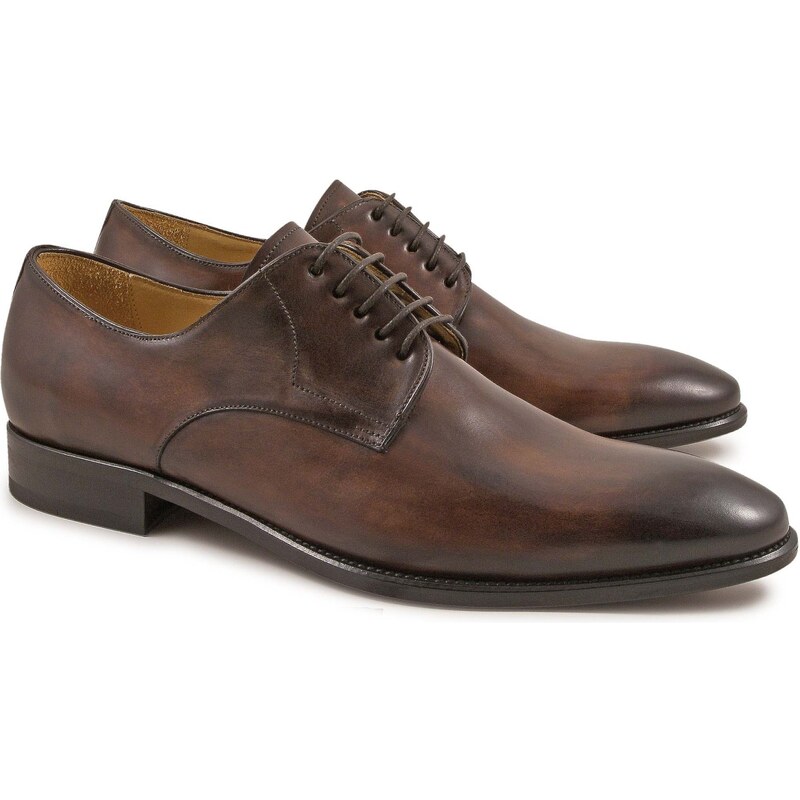 Leonardo Shoes Chaussures derby artisanales pour hommes en cuir