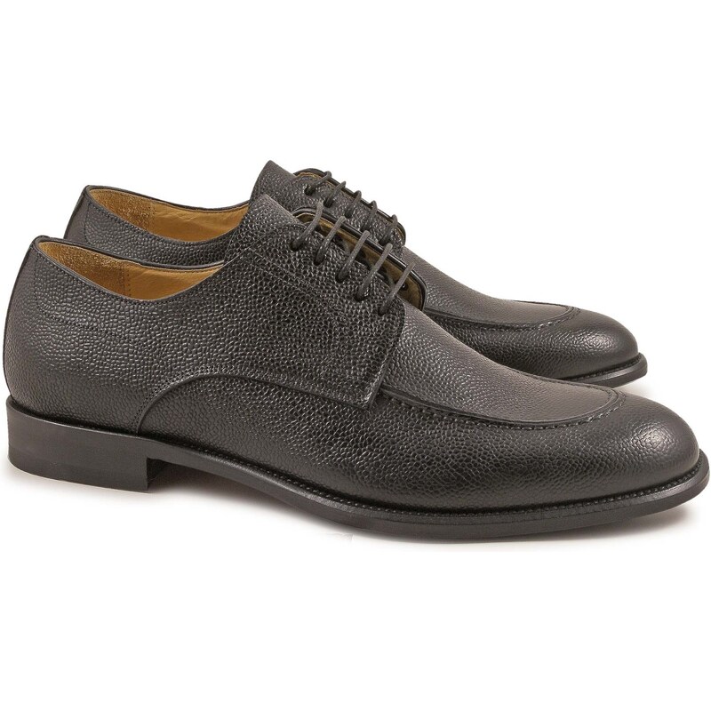 Leonardo Shoes Chaussures derby artisanales en cuir noir pour hommes