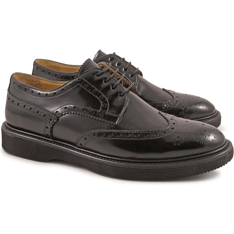 Leonardo Shoes chaussures richelieu pour homme en cuir noir