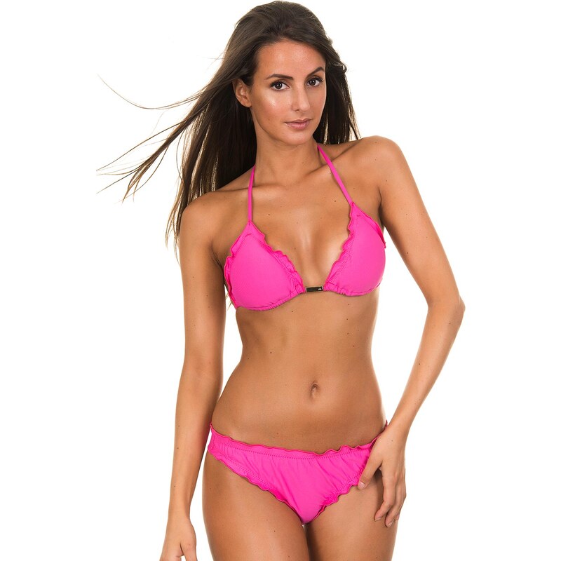 Maryssil Maillots de bain femme Bikini Triangle Rose Contours Ondulés - Bambole Pink
