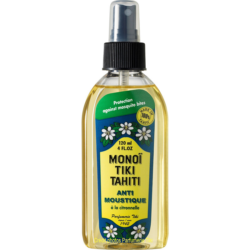 Monoï Parfum Citronnelle, Répulsif Anti-moustiques - Tiki Monoi Antimoustique 120 Ml