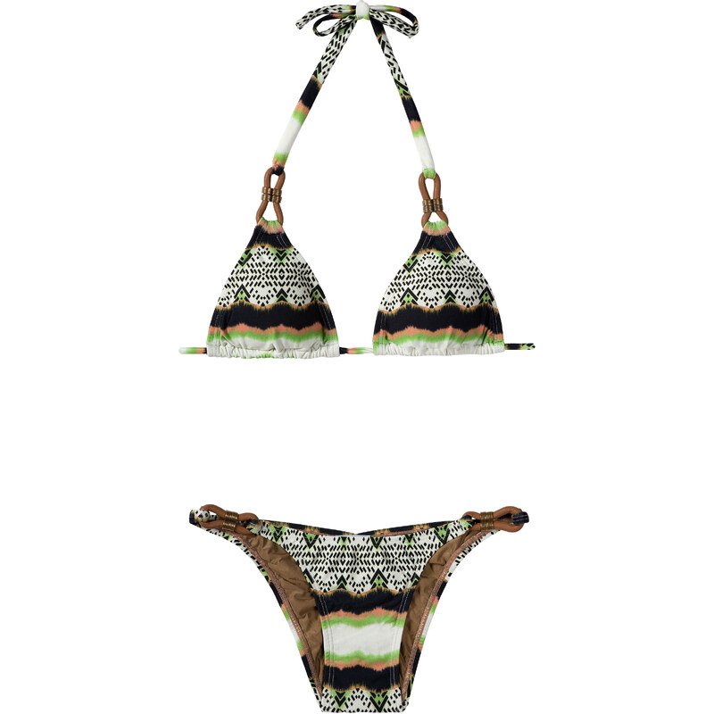 Lenny Niemeyer Maillots de bain femme Bikini Brésilien Ethnique Et Haut Triangle, Détails En Cuir - Leather Bikini Tribe