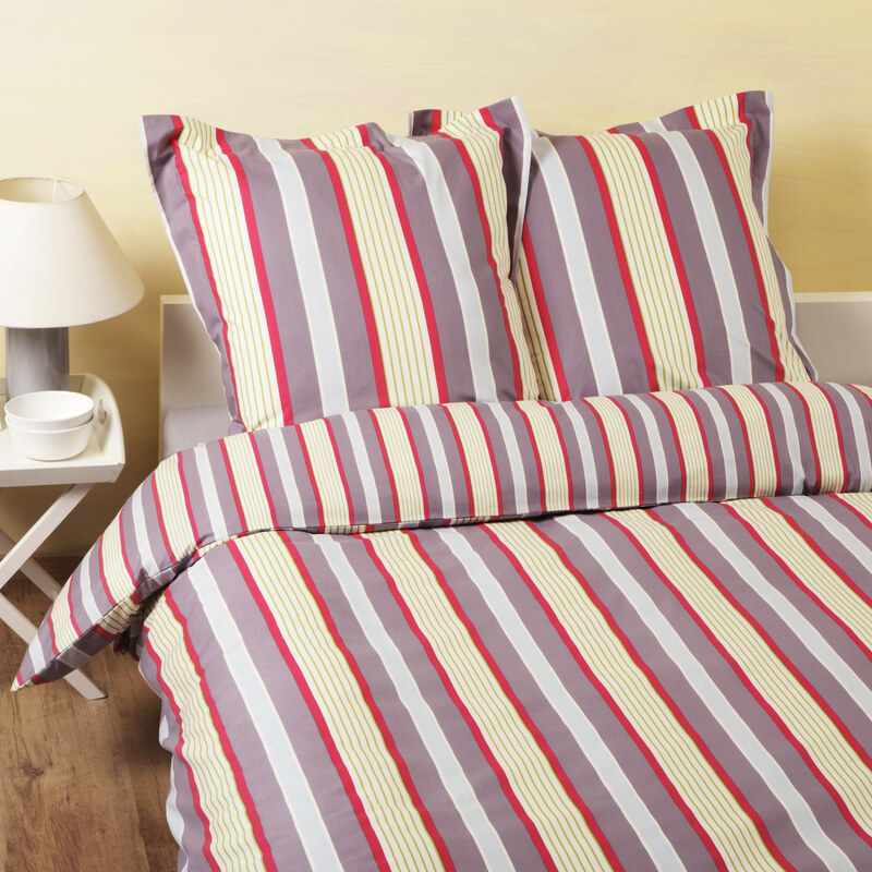 Home Linen Parure housse de couette FLANELLE 100% coton - Stripes 140x200 cm + 1 taie d'oreiller 65x65 cm