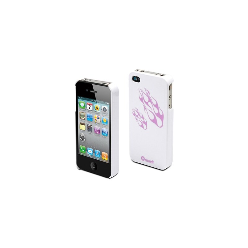 Muvit Glossy - Coque - flammes blanches et violettes pour iPhone 4