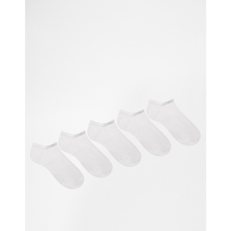 ASOS - Lot de 5 paires de socquettes de sport - Blanc - ÉCONOMIE - Blanc