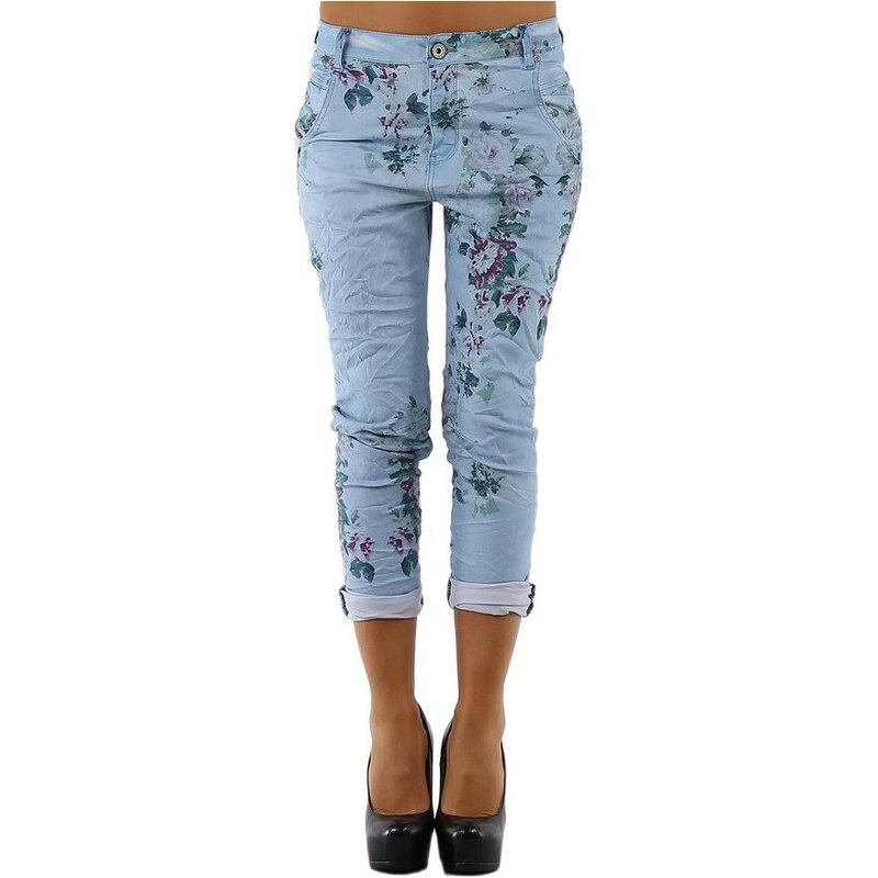 Go tendance Jeans -Pantalon 7/8 imprimé floral-femme