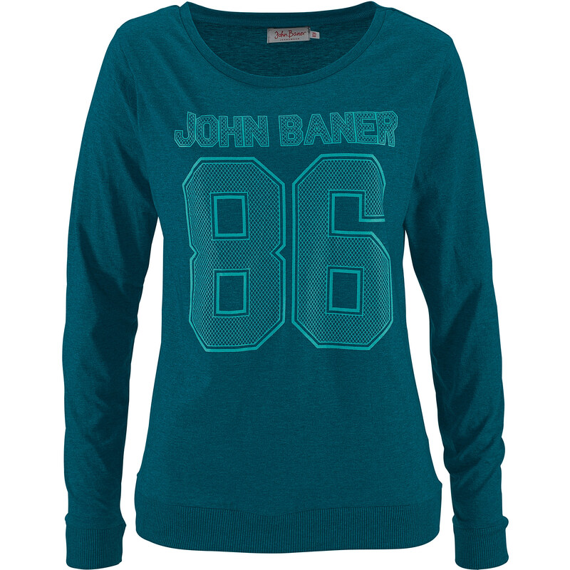 John Baner JEANSWEAR T-shirt manches longues pétrole femme - bonprix