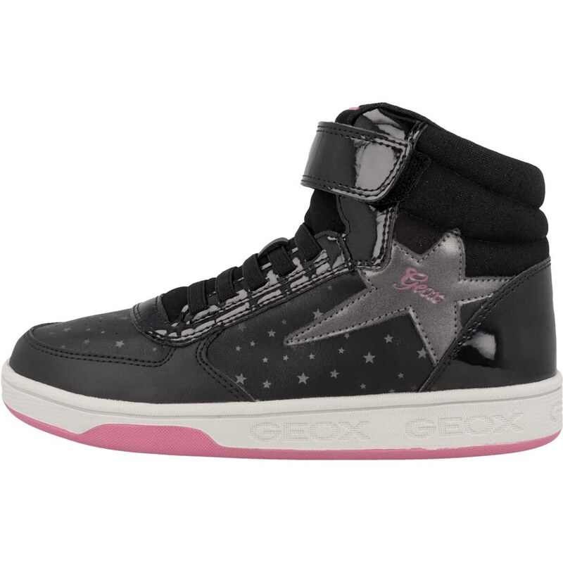 Geox Fille J Maltin Girl A Sneakers, Black/Fuchsia, 39 EU