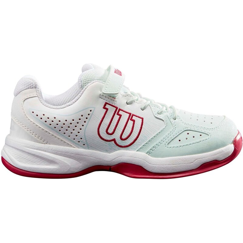 Wilson Chaussures de Tennis pour Adolescents et Enfants, KAOS K, Vert clair/Blanc/Rose, 28, pour tout type de surfaces, pour les joueurs de tout niveau, WRS327960E105