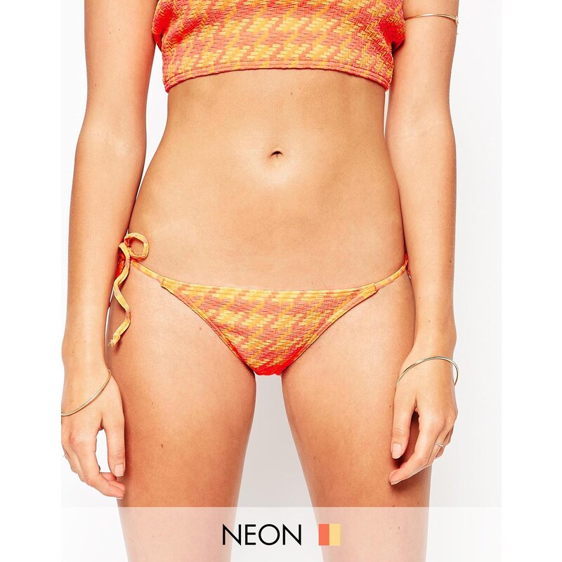 ASOS - Bas de bikini motif pied-de-poule à nuds - Orange